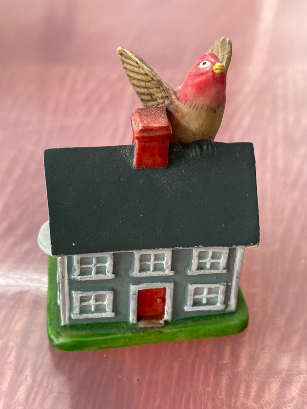 LENOX Thimble Miniature Birdhouse Figurine Red Bird Accent Collectible 1990’s